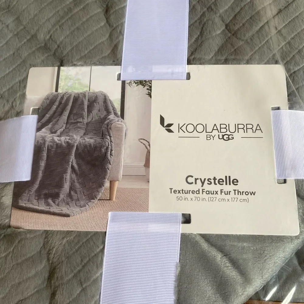 NEW Koolaburra by UGG Crystelle Faux Fur Throw in Wild Dove 50